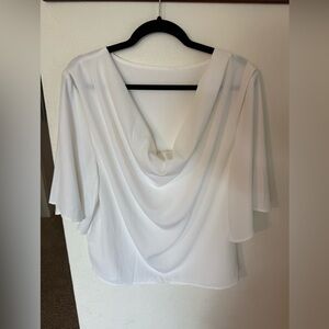 Elegant White Draped Blouse